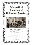 Philosophical Orientation of Philippine Education