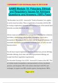 AAMS Module 10: Fiduciary, Ethical, and Regulatory Issues for Advisers Questions and Answers (100% Pass)