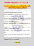 Social Psychology ALL TERMS List Study Guide with Complete Solutions