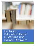 Lactation Education Exam Questions and Correct Answers Graded A+