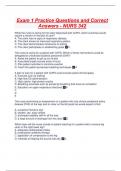 Exam 1 Practice Questions and Correct Answers - NURS 342