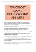 TOXICOLOGY EXAM 1 QUESTIONS AND ANSWERS