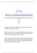 MCOLES LICENSING EXAM 20242025 WITH GUARANTEED ACCURATE ANSWERS |VERIFIED