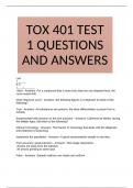 TOX 401 TEST 1 QUESTIONS AND ANSWERS