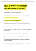 Quiz 1 BIO 669 Questions With Correct Solutions!!