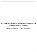 TEST BANK FOR PSYCHIATRIC MENTAL HEALTH NURSING, 9TH  EDITION BY  SHEILA L.  VIDEBECK |VERIFIED  CHAPTER'S  1 - 24 |COMPLETE