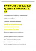 BIO 669 Quiz 1 Fall 2023-2024 Questions & Answers(RATED A+)