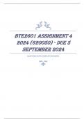  BTE2601 Assignment 4 2024 (620050) - DUE 5 September 2024