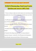 NUR2474 Pharmacology Final Exam Practice Questions and Answers (100% Pass)