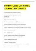 BIO 669- Quiz 1 Questions & Answers 100% Correct!!