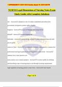 NUR310 Legal Dimensions of Nursing Notes Exam Study Guide with Complete Solutions