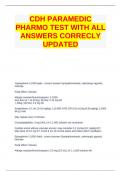 CDH PARAMEDIC PHARMO TEST WITH ALL ANSWERS CORRECLY UPDATED