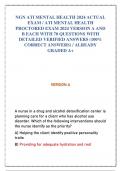 NGN ATI MENTAL HEALTH 2024 ACTUAL  EXAM / ATI MENTAL HEALTH  PROCTORED EXAM 2024 VERSION A AND  B EACH WITH 70 QUESTIONS WITH  DETAILED VERIFIED ANSWERS (100%  CORRECT ANSWERS) / ALREADY  GRADED A+