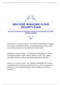 WGU D320: MANAGING CLOUD SECURITY EXAM WITH GUARANTEED ACCURATE ANSWERS |VERIFIED