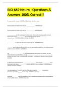 BIO 669 Neuro I Questions & Answers 100% Correct!!