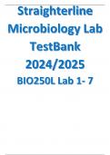 Straighterline Microbiology Lab TestBank 2024/2025 BIO250L Lab 1- 7 