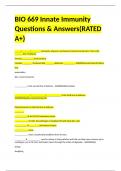 BIO 669 Innate Immunity Questions & Answers(RATED A+)