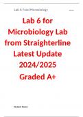 Lab 6 for Microbiology Lab from Straighterline Latest Update 2024/ 2025 Graded A+