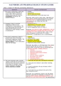 SAUNDERS ATI PHARMACOLOGY STUDY GUIDE. QUESTIONS AND ANSWERS WITH RATIONALE (Latest Update 2020)