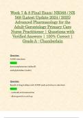 Week 7 & 8 Final Exam: NR568 / NR 568 (Latest Update 2024 / 2025) Advanced Pharmacology for the Adult-Gerontology Primary Care Nurse Practitioner | Questions with Verified Answers | 100% Correct | Grade A - Chamberlain