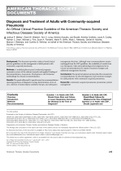 NR 566 - SUMMARY & STUDY GUIDES. COMPLETE PACKAGE.{- Diagnosis and Treatment of Adults with Community-acquired    Pneumonia. - Week 3 Quiz & Discussion. - Week 6 Complete Study Guide - Week 5 Study Guide.  - JNC8 Guidelines for Hypertension - Weeks 1-3 Mi