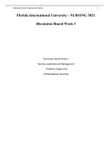 NURSING 3821 Discussion Board Week 3 Nursing Leadership and Management