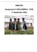 TMS3709 Assignment 5 (COMPLETE ANSWERS) 2024 (698801) - DUE 11 September 2024