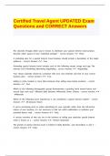 Certified Travel Agent UPDATED Exam Questions and CORRECT Answers.