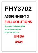 PHY3702  Assignment 3 Complete Solutions UNISA 2024 QUANTUM PHYSICS Due date 30 August 2024