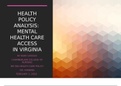 NR 506 Health Policy analysis 2020 | Mental health care access