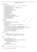 HEALTH C349 Head to Toe Cheat Sheet- WGU