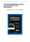 Formuleblad deel 1 & deel 2 | Bedrijfseconomie voor het besturen van organisaties | H1, H2, H3, H4, H5, H6, H8