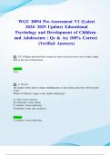 WGU D094 Objective Assessments & Pre-Assessments & Final Exams (Latest 2024/ 2025 Updates STUDY BUNDLE WITH COMPLETE SOLUTIONS) Educational Psychology and Development of Children and Adolescents | Qs & As| 100% Correct (Verified Answers