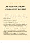 BYU Final Exam GOVT-041-S003: American Government and Citizenship Exam Questions With Correct Answers