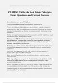 CE SHOP California Real Estate Principles Exam Questions And Correct Answers