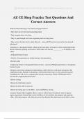 AZ CE Shop Practice Test Questions And Correct Answers