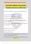 Food Safety Manager Exam Practice Questions and Answers (100% Pass)