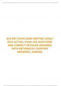 NYS EMT STATE EXAM WRITTEN LATEST 2024 ACTUAL EXAM 250 QUESTIONS AND CORRECT DETAILED ANSWERS WITH RATIONALES (VERIFIED ANSWERS) |AGRADE