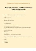 Disaster Management Final Exam Questions With Correct Answers