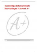 Termenlijst Internationale  Betrekkingen Answers A+