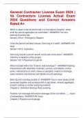 General Contractor License Exam 2024 |  Va Contractors License Actual Exam  2024 Questions and Correct Answers  Rated A+ 