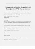 Fundamentals of Nursing - Exam 1 (VUSN) Exam Questions With Correct Answers