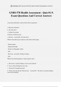 GNRS 578 Health Assessment - Quiz #1-9. Exam Questions And Correct Answers