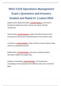 WGU C215 Operations Management Exam | Questions and Answers Graded and Rated A+ | Latest 2024