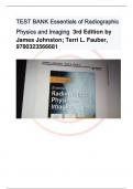 CHAMBERLAIN  TEST BANK Essentials of Radiographic Physics and Imaging  3rd Edition by James Johnston; Terri L. Fauber, 9780323566681