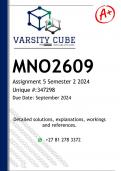 MNO2609 Assignment 5 (DETAILED ANSWERS) Semester 2 2024 - DISTINCTION GUARANTEED