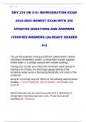 DNY Z51 OR Z-51 REFRIGERATION EXAM  2024-2025 NEWEST EXAM WITH 250  UPDATED QUESTIONS AND ANSWERS  (VERIFIED ANSWERS) [ALREADY GRADED  A+] 