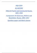 AQA 2024 AS HISTORY 7041/1H Tsarist and Communist Russia, 1855–1964 Component 1H Autocracy, Reform and Revolution: Russia, 1855–1917 Question paper and Mark scheme