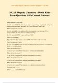 MCAT Organic Chemistry - David Klein Exam Questions With Correct Answers.