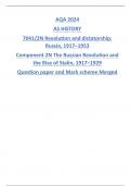 AQA 2024 AS HISTORY 7041/2N Revolution and dictatorship: Russia, 1917–1953 Component 2N The Russian Revolution and the Rise of Stalin, 1917–1929 Question paper and Mark scheme Merged